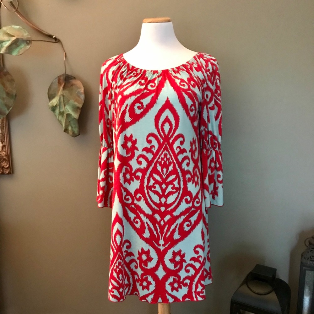 Yahada Red & light blue top/tunic
